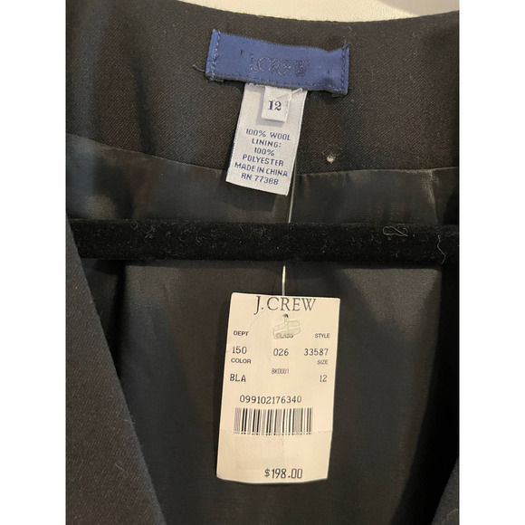 J. CREW Black Wool Midi Dress - Size 12 - NEW! - Picture 2 of 12